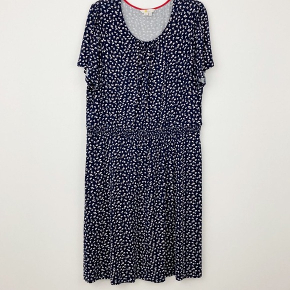 Boden Navy Ditsy FloralPetal Evangeline Stretchy Soft Jersey Knit Dress Size 14L - Picture 4 of 16